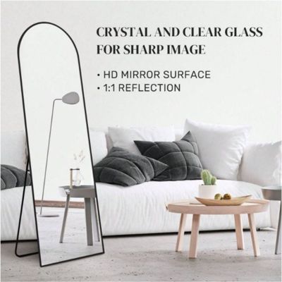Arched Free Stand Mirror 18"x58" in Black
