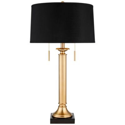 Wynne Traditional Table Lamp 30" Tall Warm Gold with USB Charging Port Black Drum Shade for Bedroom Living Room Bedside Nightstand