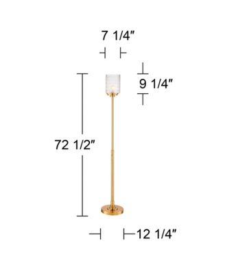 Kinsey Modern Torchiere Floor Lamp 72 1/2" Tall Brass Gold Metal Stone Pattern Crystal Glass Shade for Living Room Office House