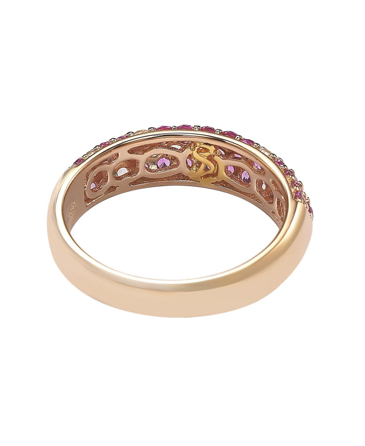 Suzy Levian New YorkSapphire & Lab-Grown White Sapphire Pave Half Band Ring in Sterling Silver by Suzy Levian - Pink