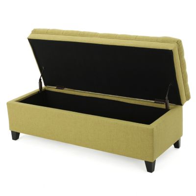 Streamdale JULIANA FABRIC STORAGE OTTOMAN Green, 50" x 20.5" x 18.2