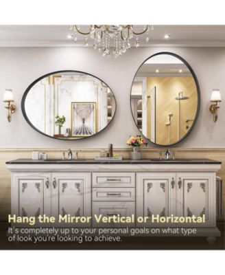 Oval Wall Mounted Mirror 24"x36" in Black