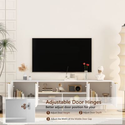 Grooved TV Cabinet with White Texture