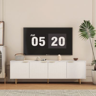 Grooved TV Cabinet with White Texture