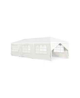 Slickblue - 10 x 30 Feet Outdoor Canopy Tent with 6 Removable Sidewalls and 2 Doorways-White White