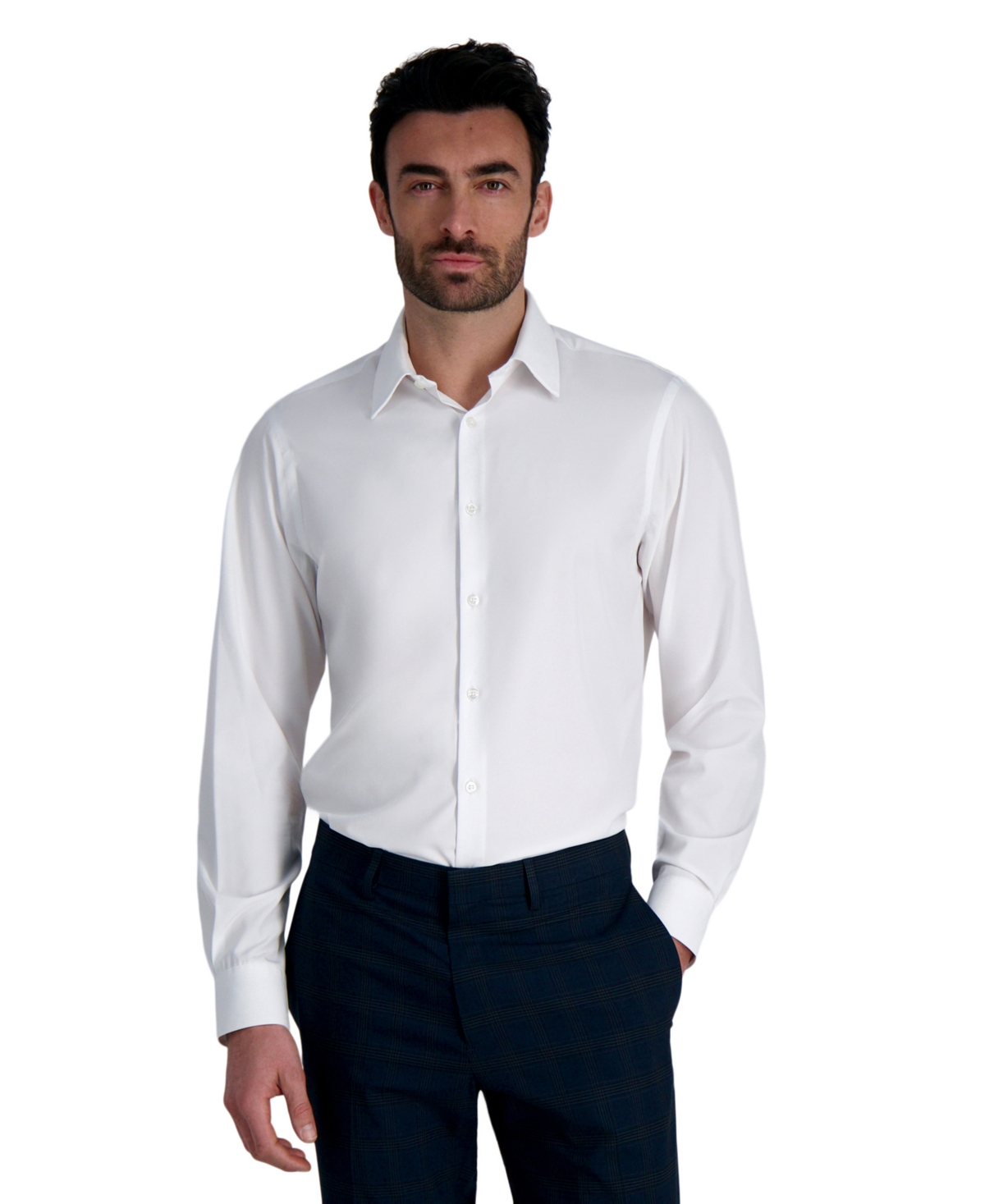 Men's Classic-Fit Smart Wash Dress Shirt - Black Check