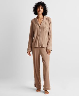 Women's 2-Pc. Packaged Ribbed Notched-Collar Pajamas Set XS-3X, Created for Macy's
