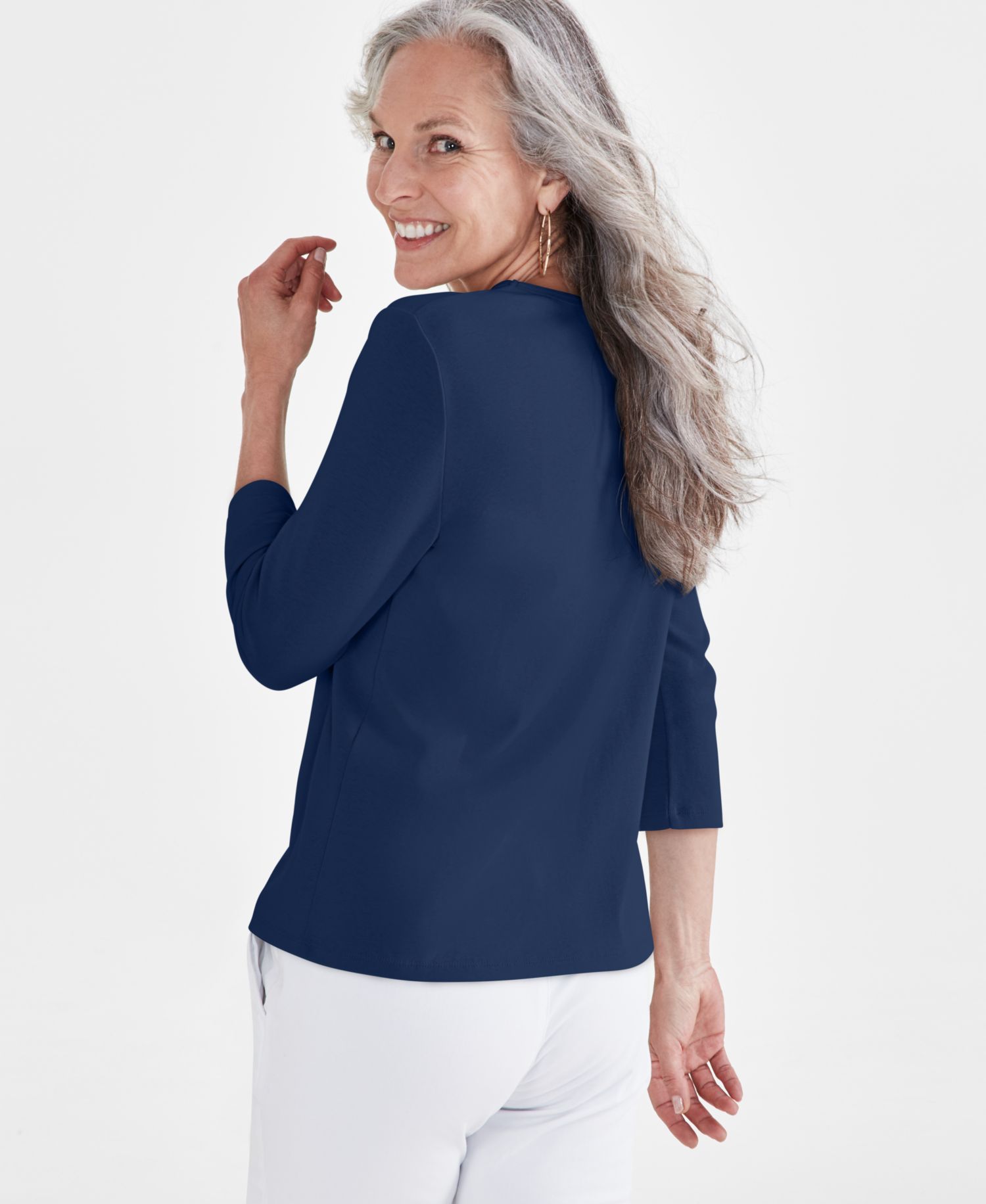 Petite V-Neck 3/4-Sleeve T-Shirt