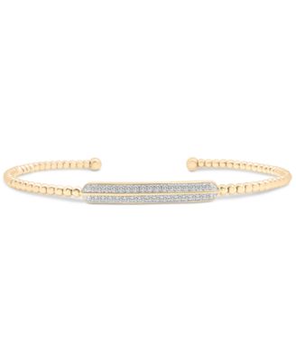 Wrapped - Diamond Halo Cuff Bangle Bracelet (1/10 ct. t.w.) in 14k gold-plated sterling silver