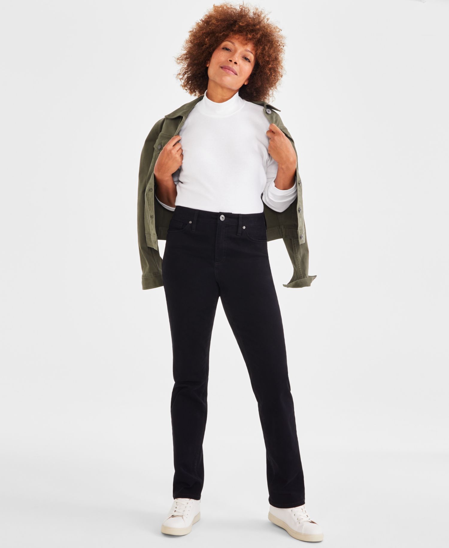Women's Straight-Leg High Rise Twill Pants