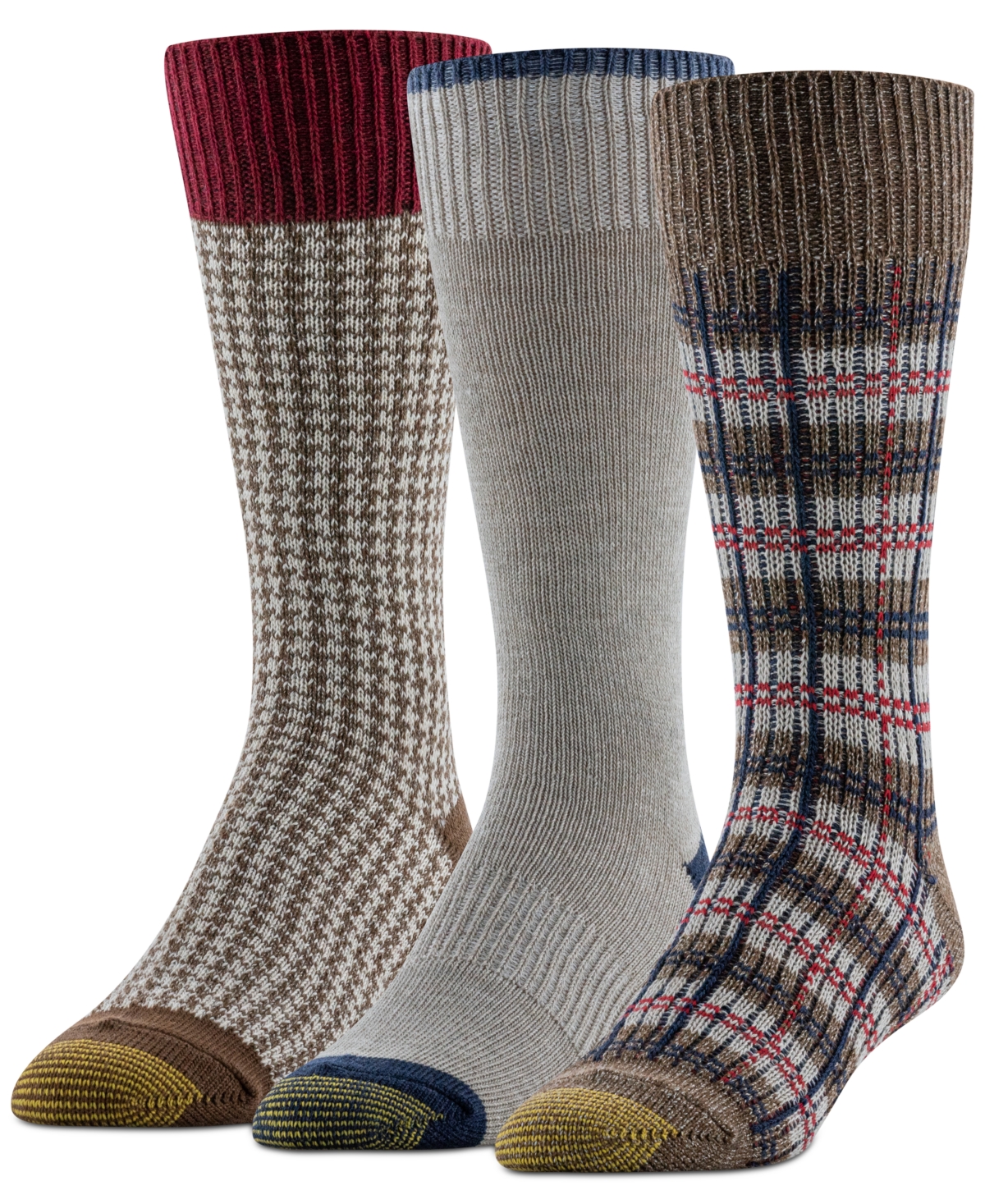 Men's Groovy Plaid Crew Dress Socks, 3-Pack - Asst 8