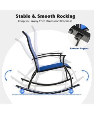 2 Pieces Outdoor Rocking Chairs with Breathable Backrest