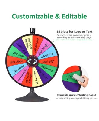 24" Dual Use Prize Wheel Tabletop or Floor Stand Spinning Wheel Carnival Game Tradeshow