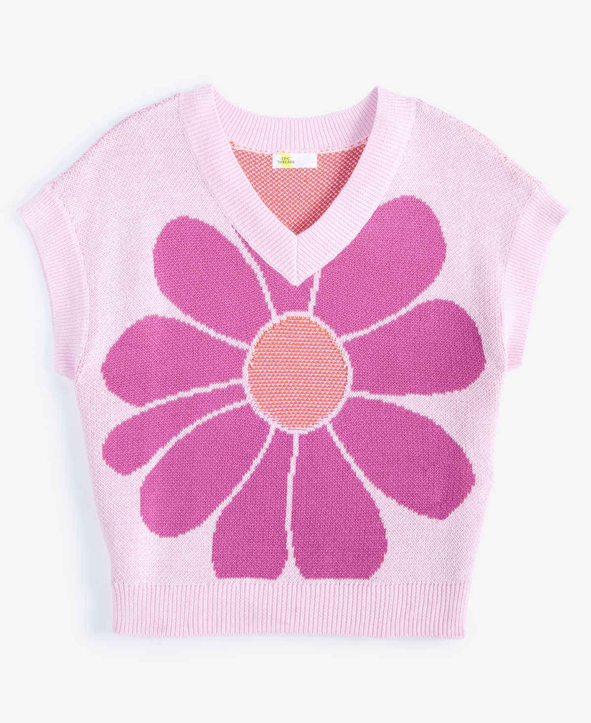 Epic Threads Girls Flower Sweater Vest, Created for Macy's