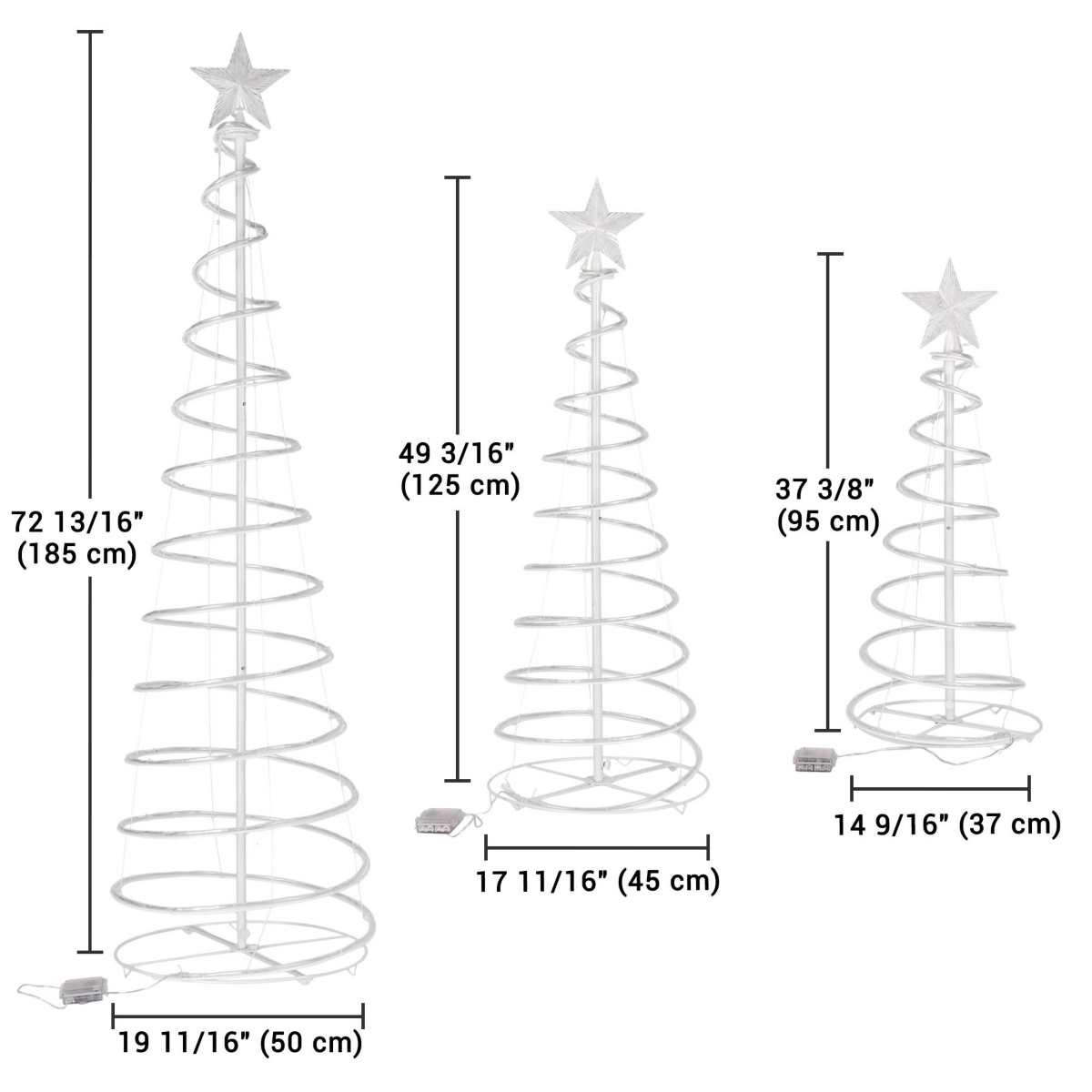 Yescom Sparkle 3Pack Led Christmas Spiral Light Kit 3/4/6Ft Battery Indoor Outdoor Yard Party Shop Decoration Warm White