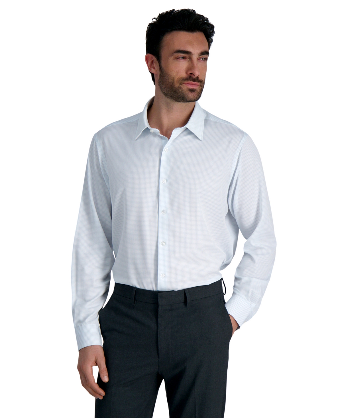 Men's Classic-Fit Smart Wash Dress Shirt - Black Check