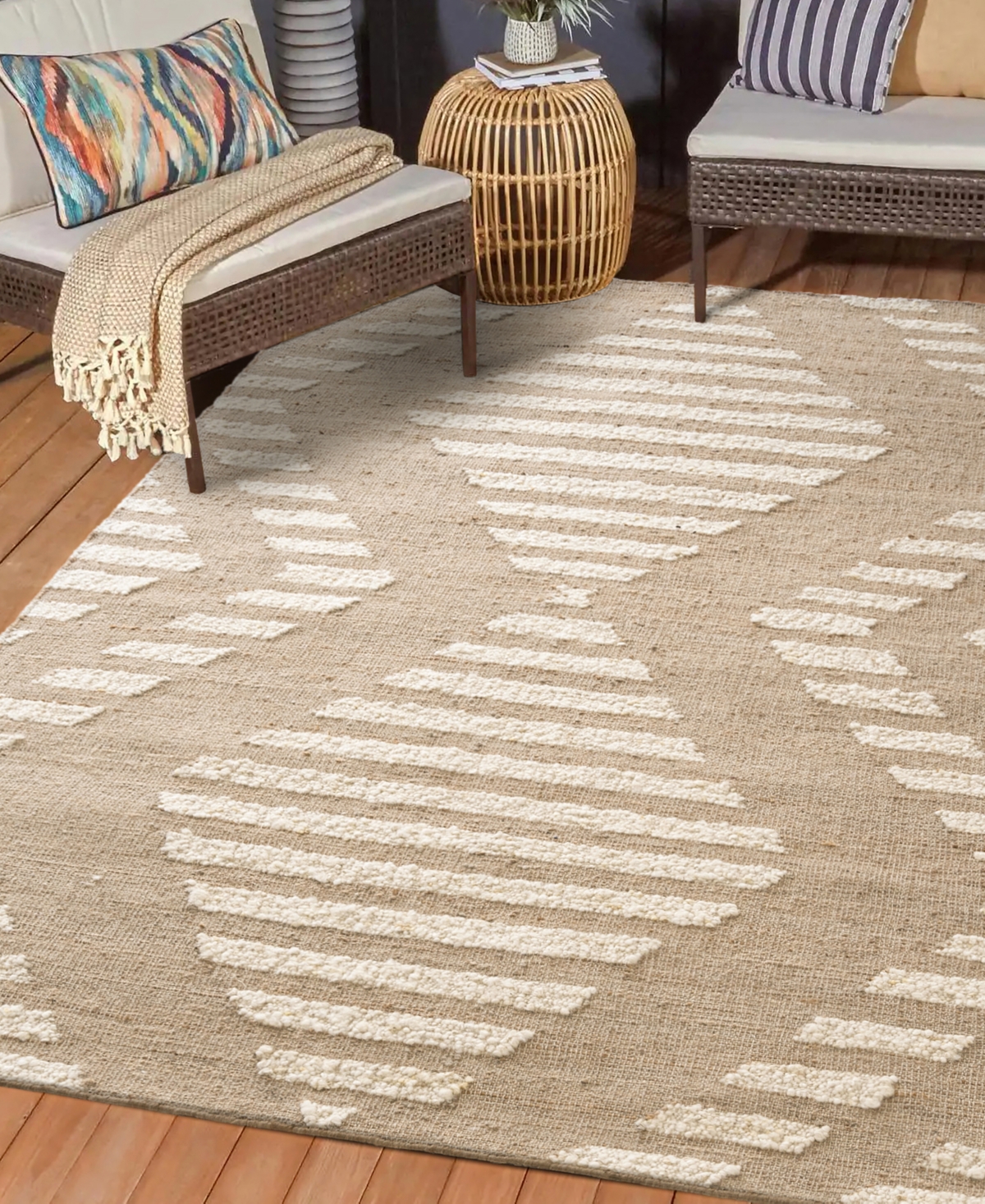 Lr Home Geoblend Geobl-82517 Area Rug, 5' X 7'9 In Tan,ivory