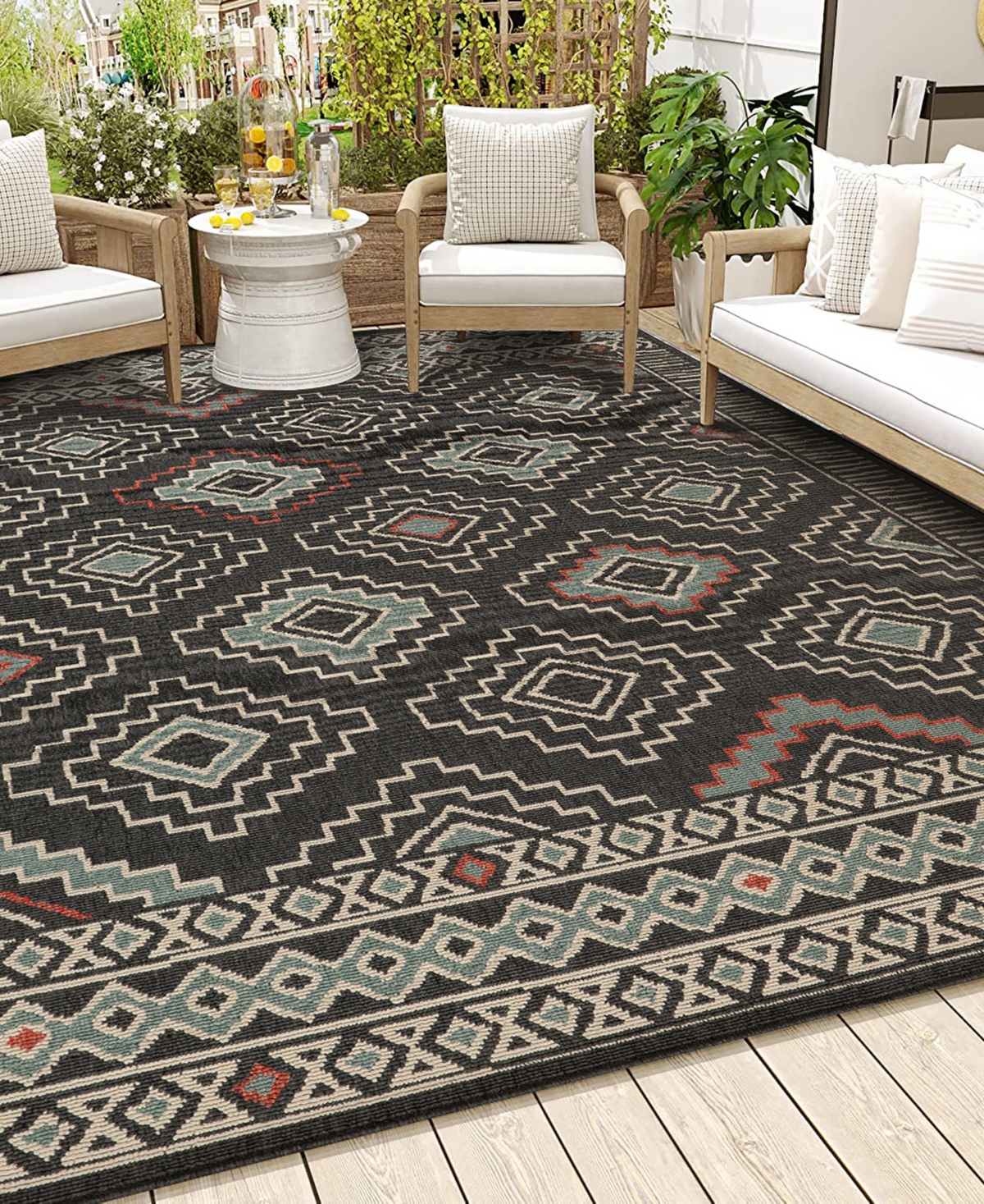 Lr Home Trixie 8'x9'9" Outdoor Area Rug In Black