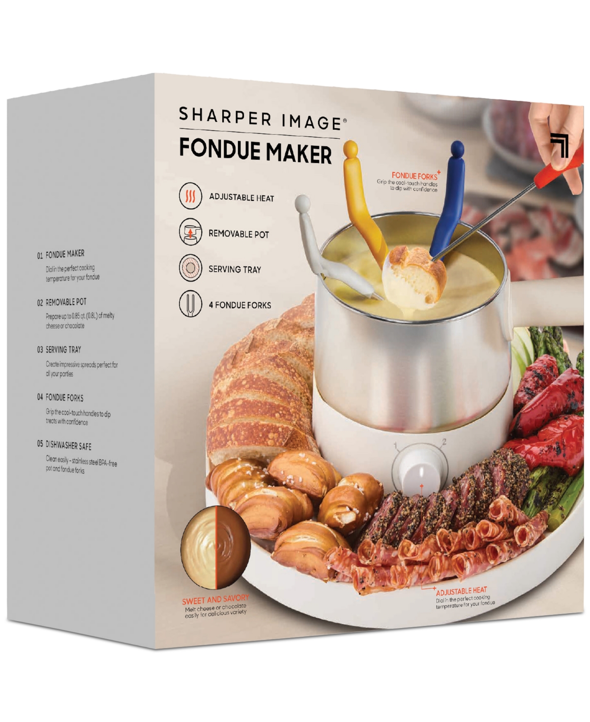 Sharper Image 1-qt. Electric Fondue Maker Set In White