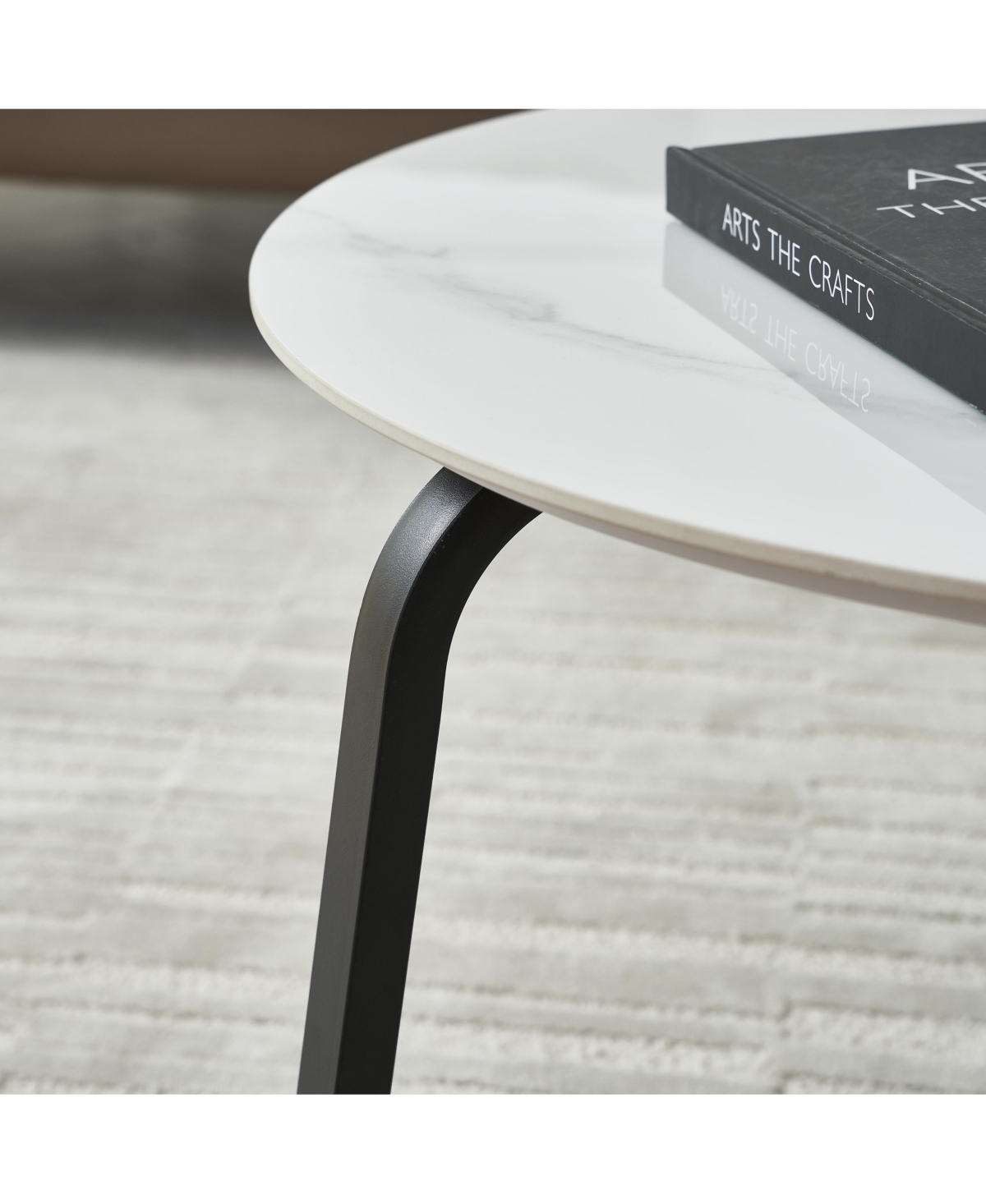 Streamdale Furniture Stylish and Functional Nesting Tables Marble Patterned Sintered Stone withMetal Frame - Black