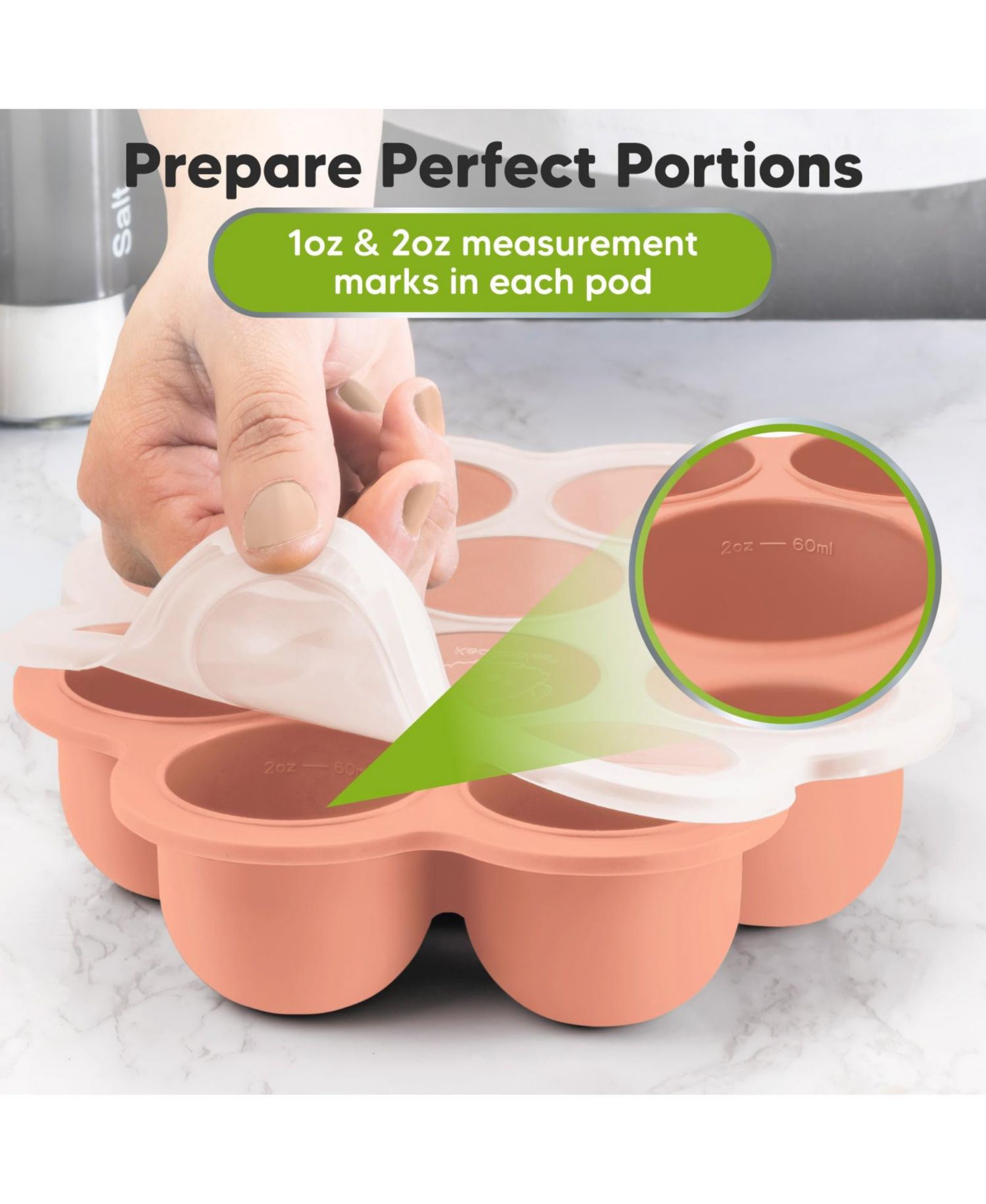 Prep Silicone Baby Food Freezer Tray with Clip-on Lid, 2oz x 10 Silicone Freezer Molds, BPA-Free Baby Food Storage
