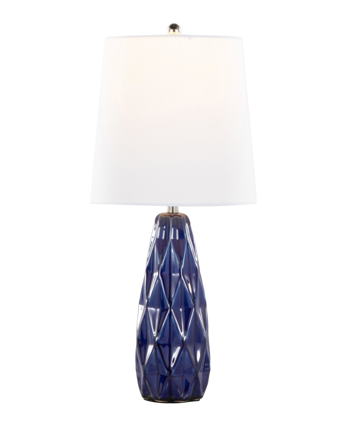 Lumisource Hex 20" Contemporary Ceramic Accent In Estate Blue Ceramic,polished Nickel,wh