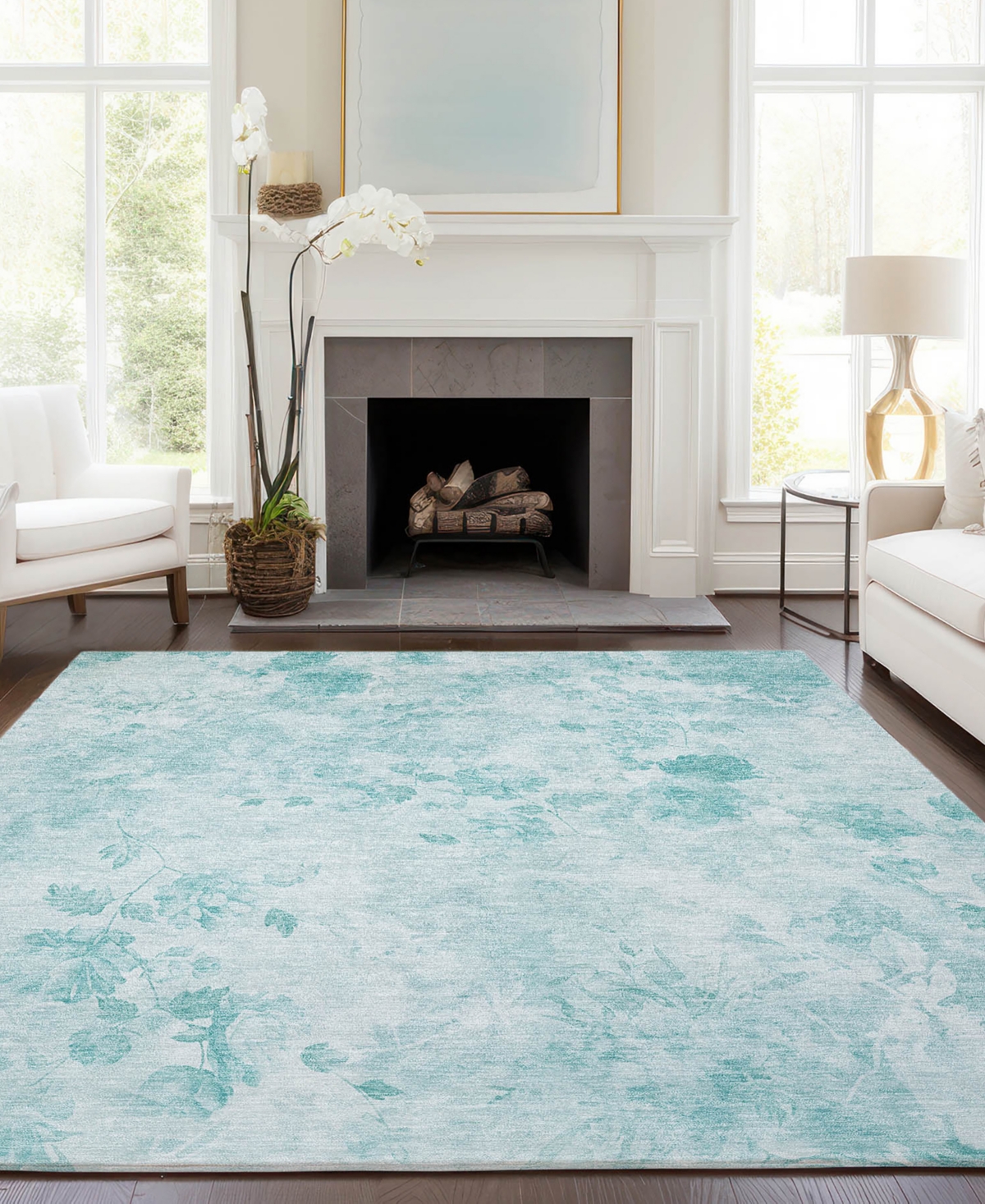 Addison Chantille Acn724 5'x7'6" Area Rug In Aqua