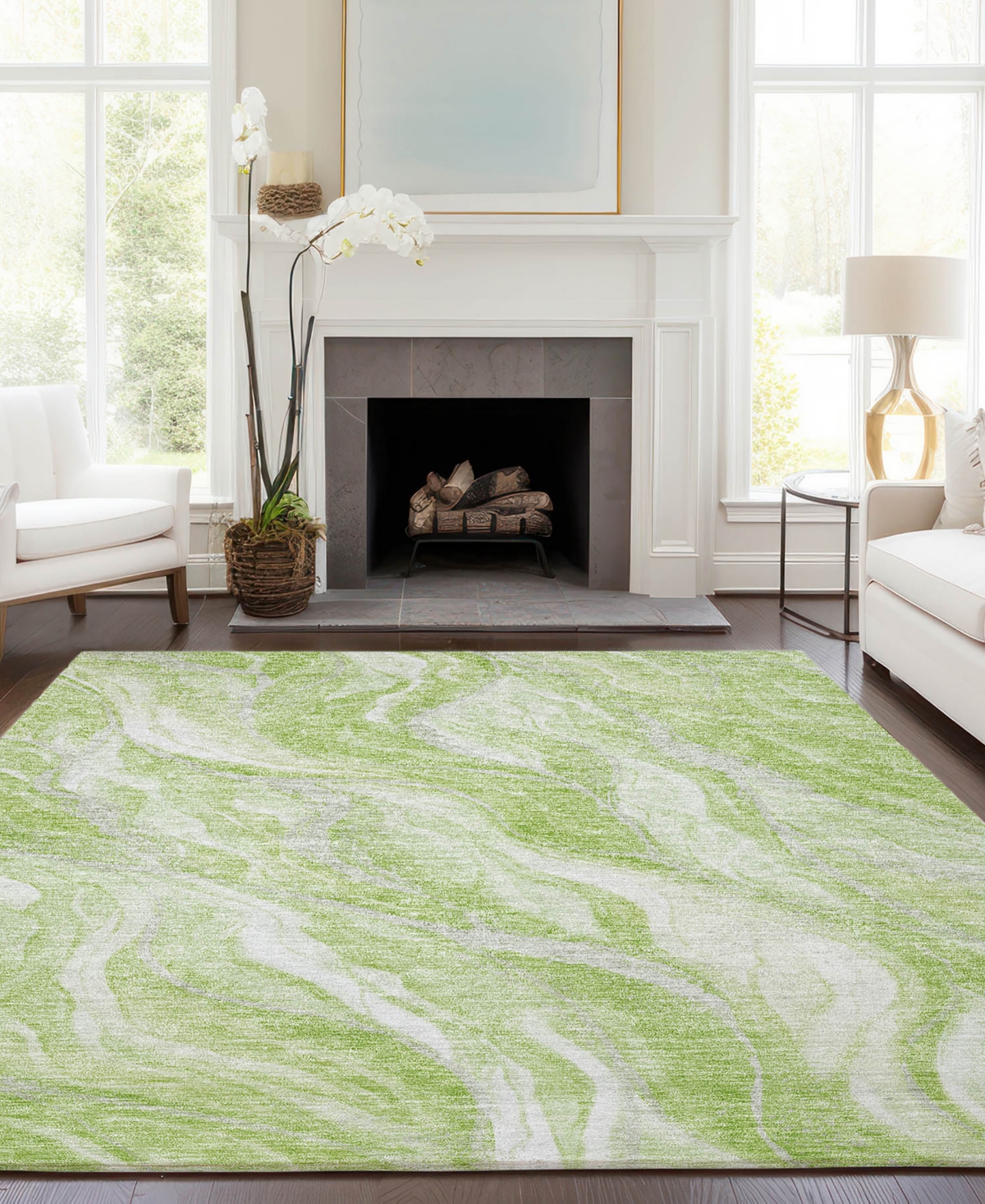 Addison Chantille Machine Washable Acn720 3'x5' Area Rug In Green