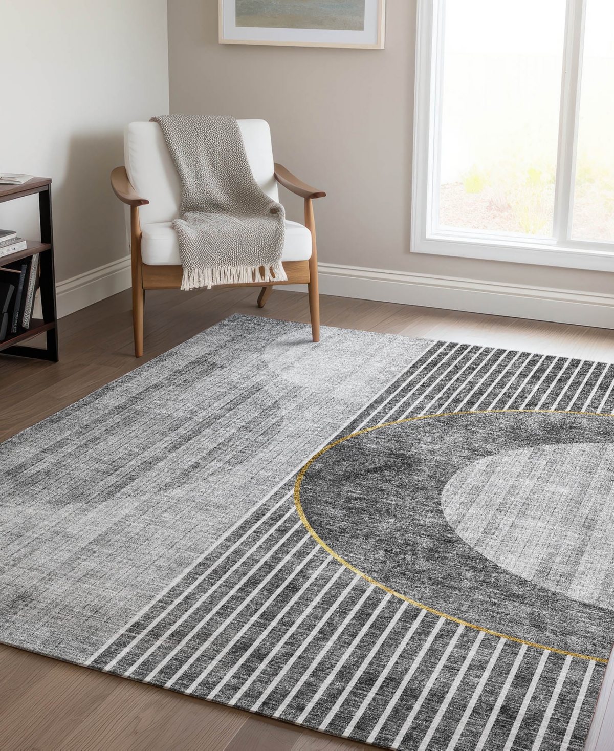 Addison Chantille Machine Washable Acn676 3'x5' Area Rug In Charcoal