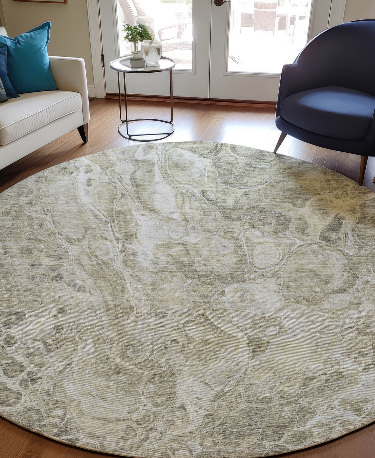Addison Chantille Acn670 8'x8' Round Area Rug In Tan