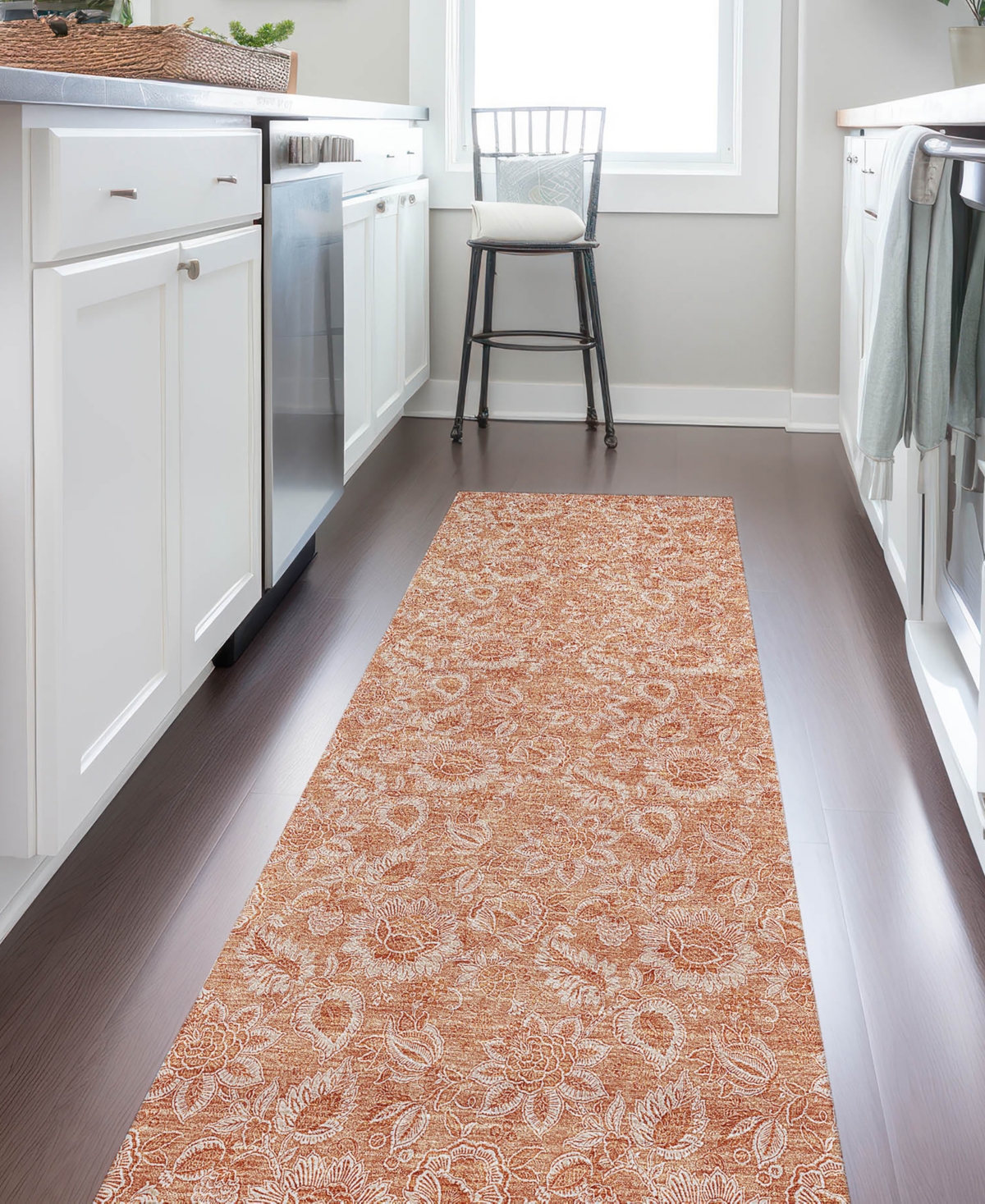 Addison Chantille Acn661 2'3"x7'6" Runner Area Rug In Salmon
