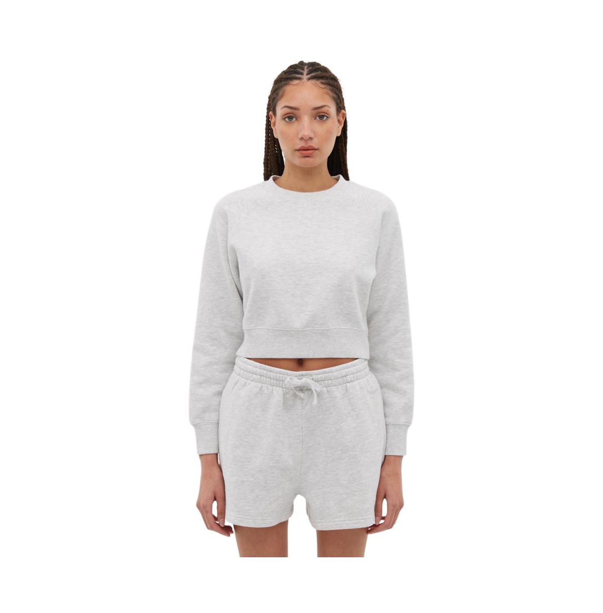 Women's Crown Eco-Fleece Cropped Crew Neck Sweatshirt - BLEH10500 - Light grey heather