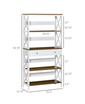 4-Tier Shelving Bookcase Storage Cupboard with Pull Out Drawer,