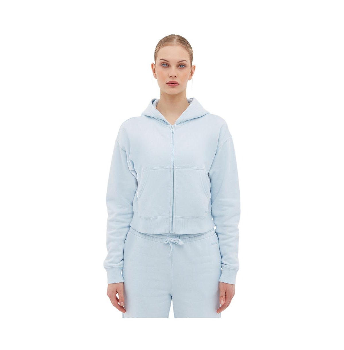 Women's Whitley Eco-Fleece Cropped Zip Hoodie - BLEH10502 - Ice blue
