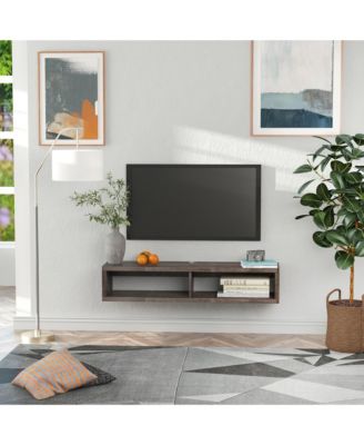 Wall Mounted Media Console Floating Storage for Living Room, Dark