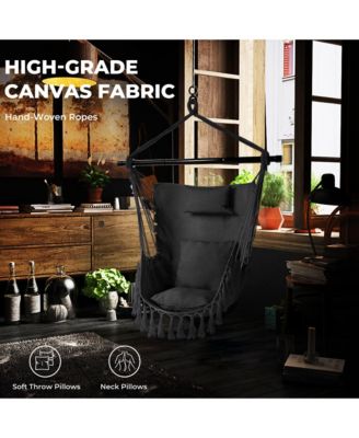 Hanging Rope Swing Chair with Soft Pillow and Cushions