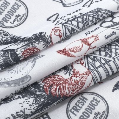 Rooster Toile Complete 3 Pc Cafe  Kitchen Curtain Tier And Valance Set