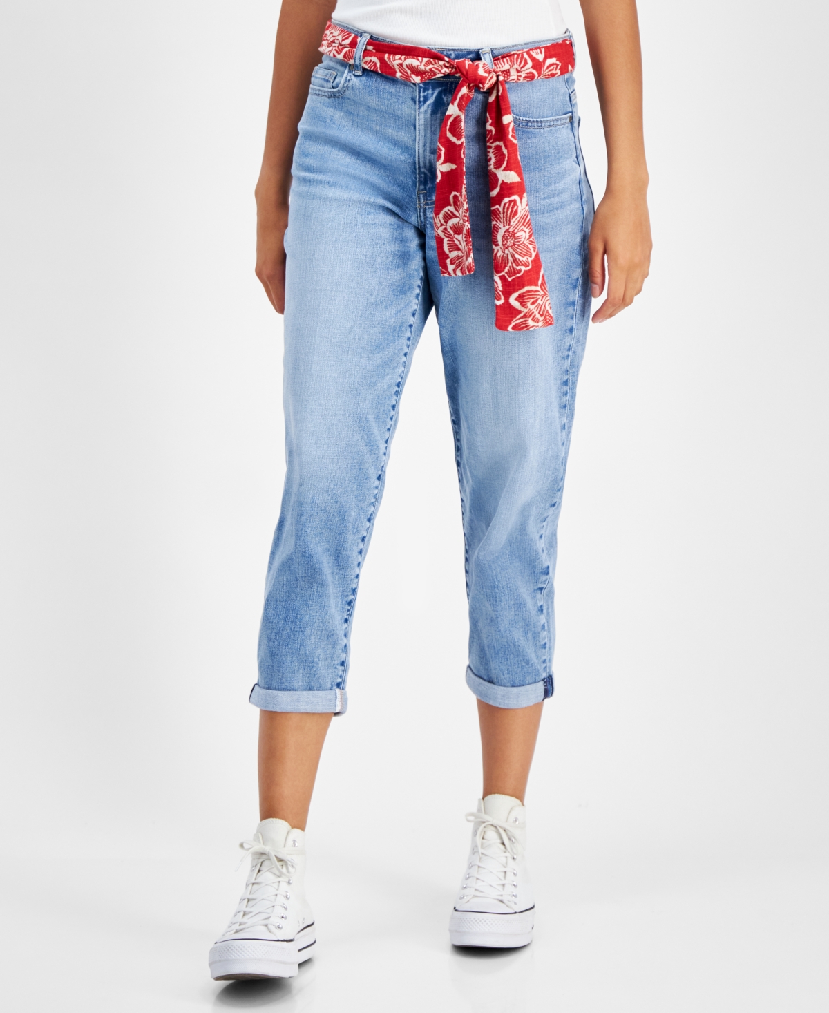 Nautica Jeans Women's Belted Straight-Leg Capri Jeans