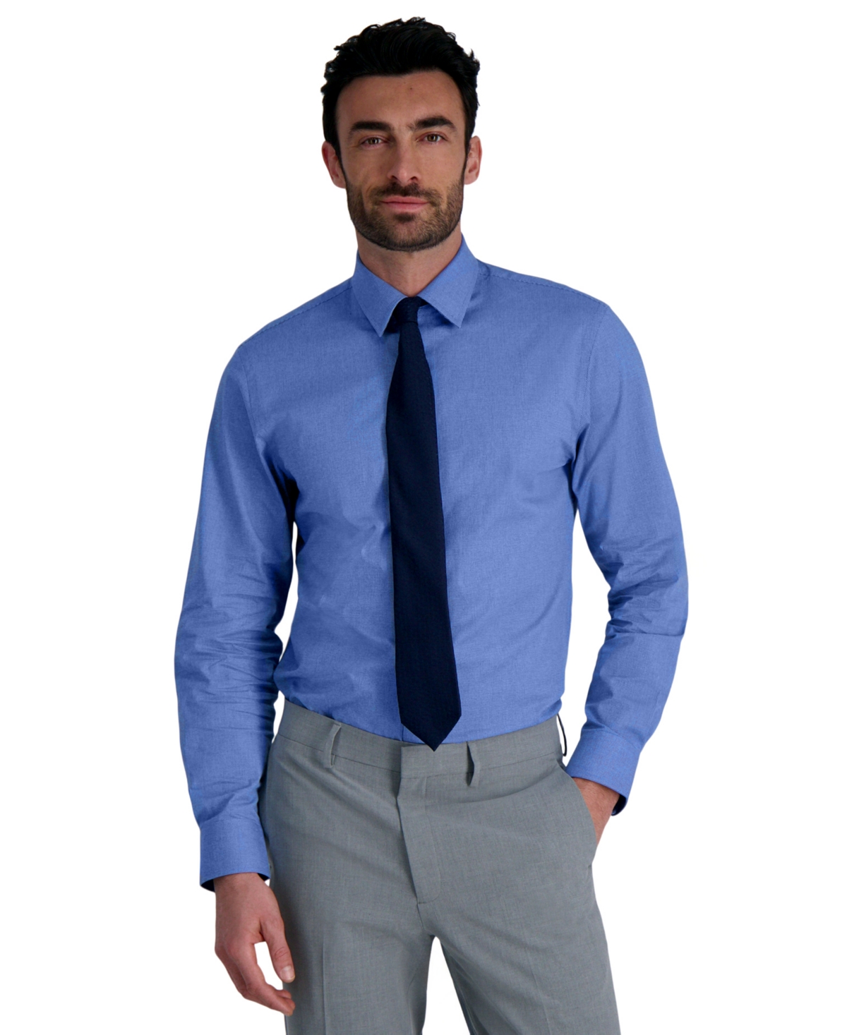 Men's Classic-Fit Premium Comfort Dress Shirt - Navy Check