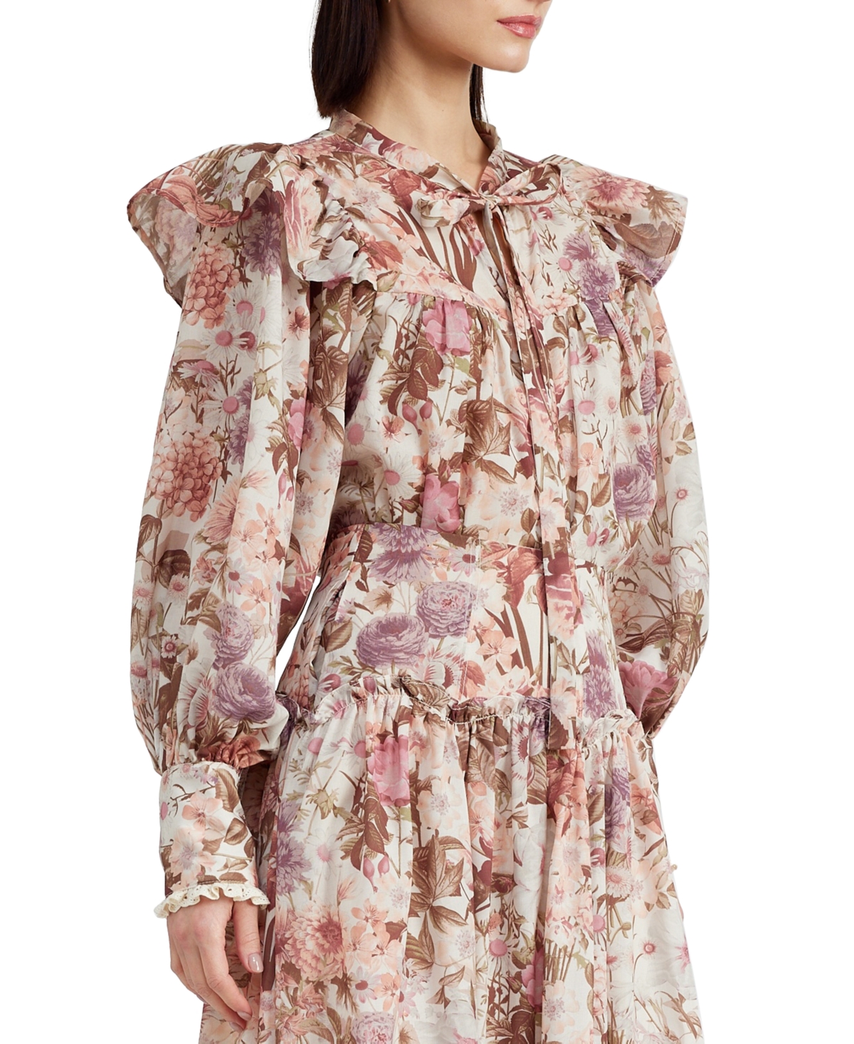 En Saison Women's Amoret Printed Long-Sleeve Blouse