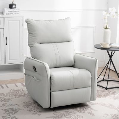 Gray Swivel Recliner Chair with Side Pocket