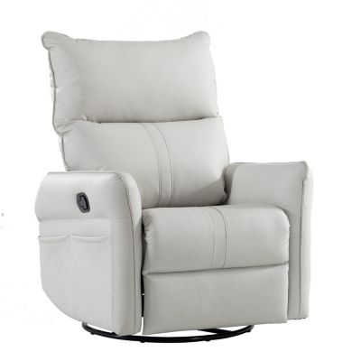 Gray Swivel Recliner Chair with Side Pocket