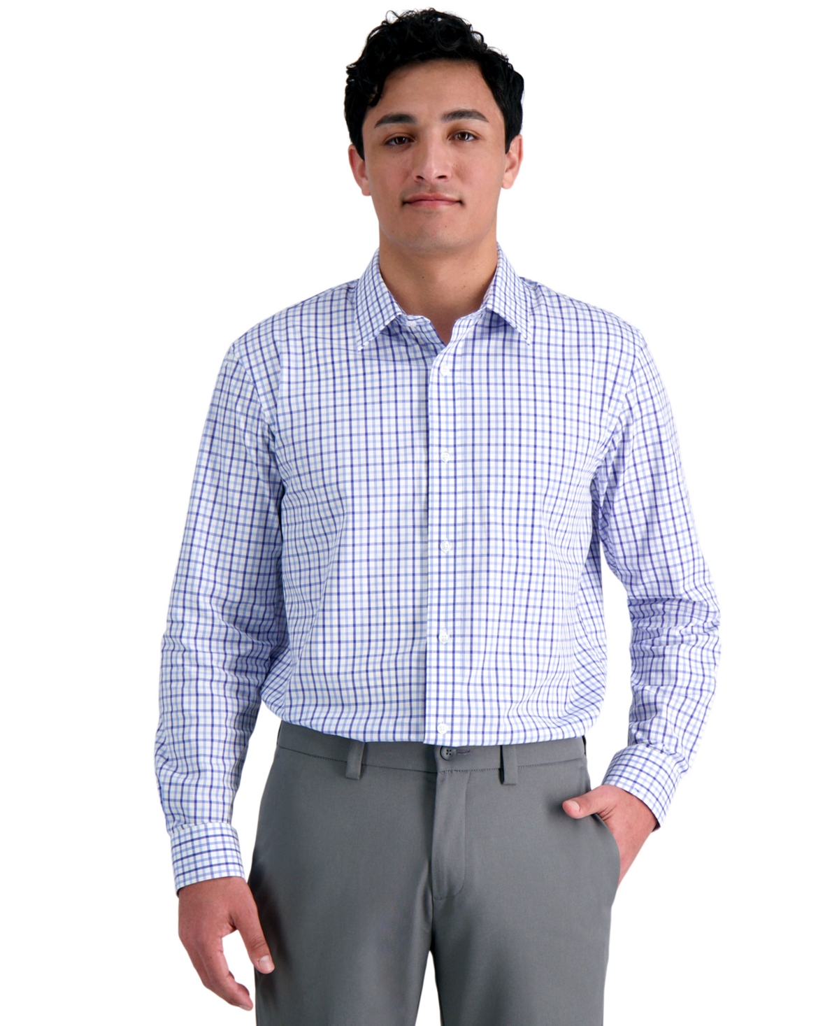 Men's Classic-Fit Premium Comfort Dress Shirt - Navy Check