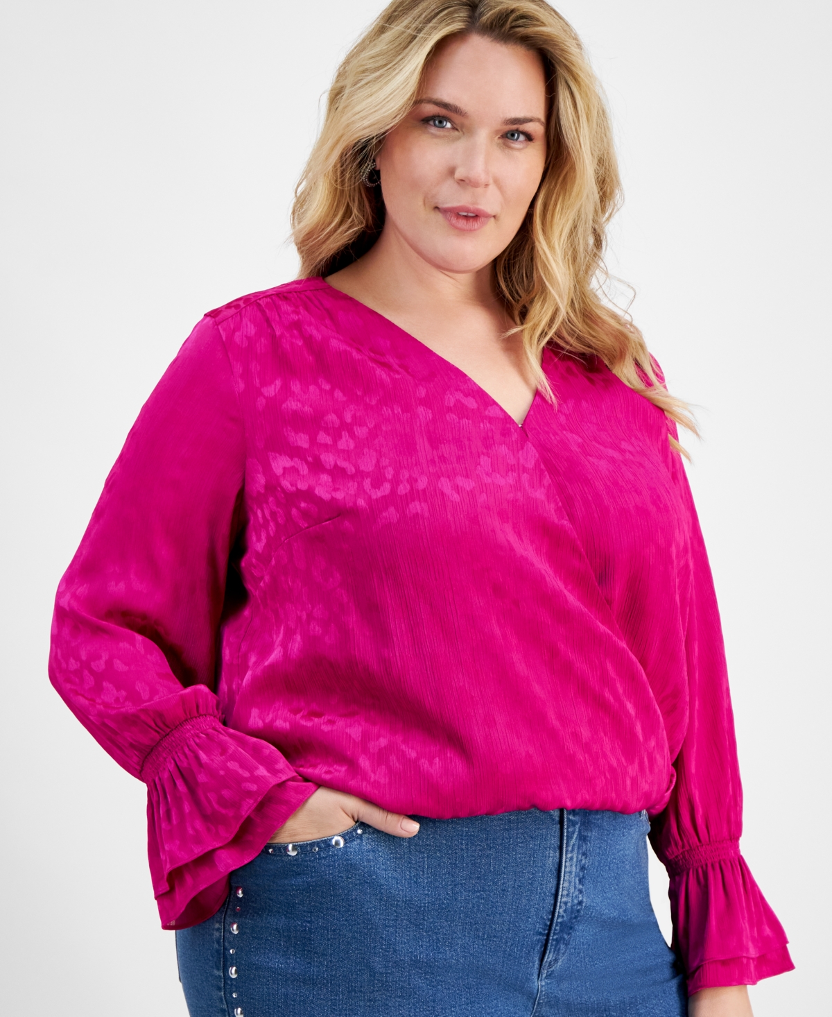 I.n.c. International Concepts Plus Size Surplice-Neck Blouse, Created for Macy's