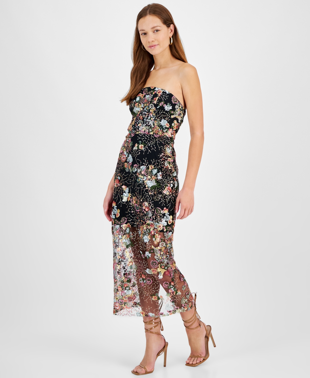 Sam Edelman Women's Sequined Strapless Mini Dress In Rose Multi