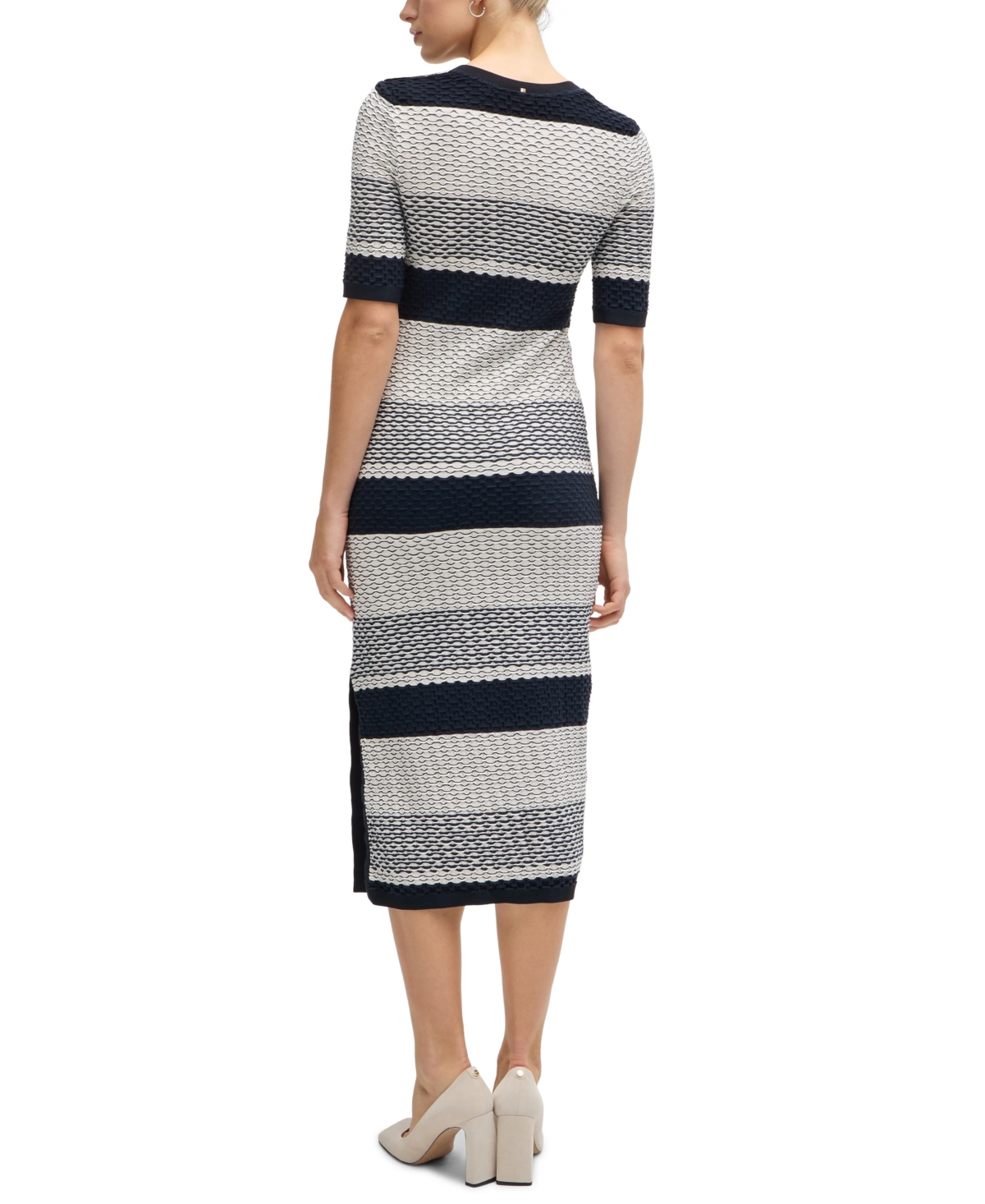 Hugo Boss Structured-stripe Dress In Stretch-cotton Jersey In Open Misc