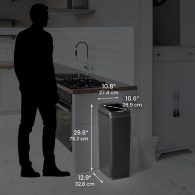 14 Gallon Stainless Steel Sliding Lid Sensor Trash Can with AbsorbX Odor Filter