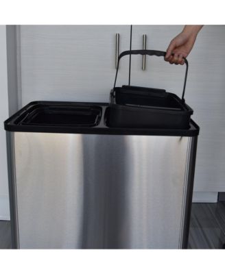 Stainless Steel Sensor Trash Can and Recycle Bin with Wheels and AbsorbX Odor Filter 16 Gallon Silver