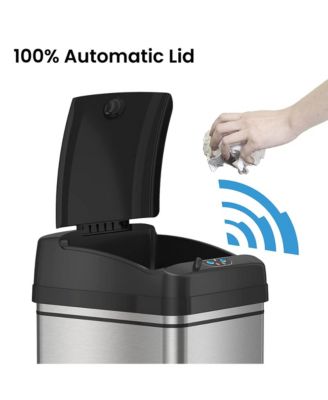 Stainless Steel Sensor Trash Can with AbsorbX Odor Filter 13 Gallon Silver