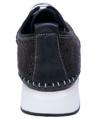 Women's Sarto Perforated Leather Lace Up Platform Sneakers
